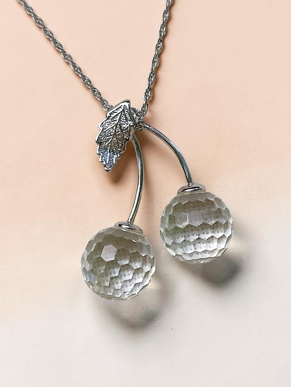 🍒 Vintage Crystal Cherries Pendant Necklace